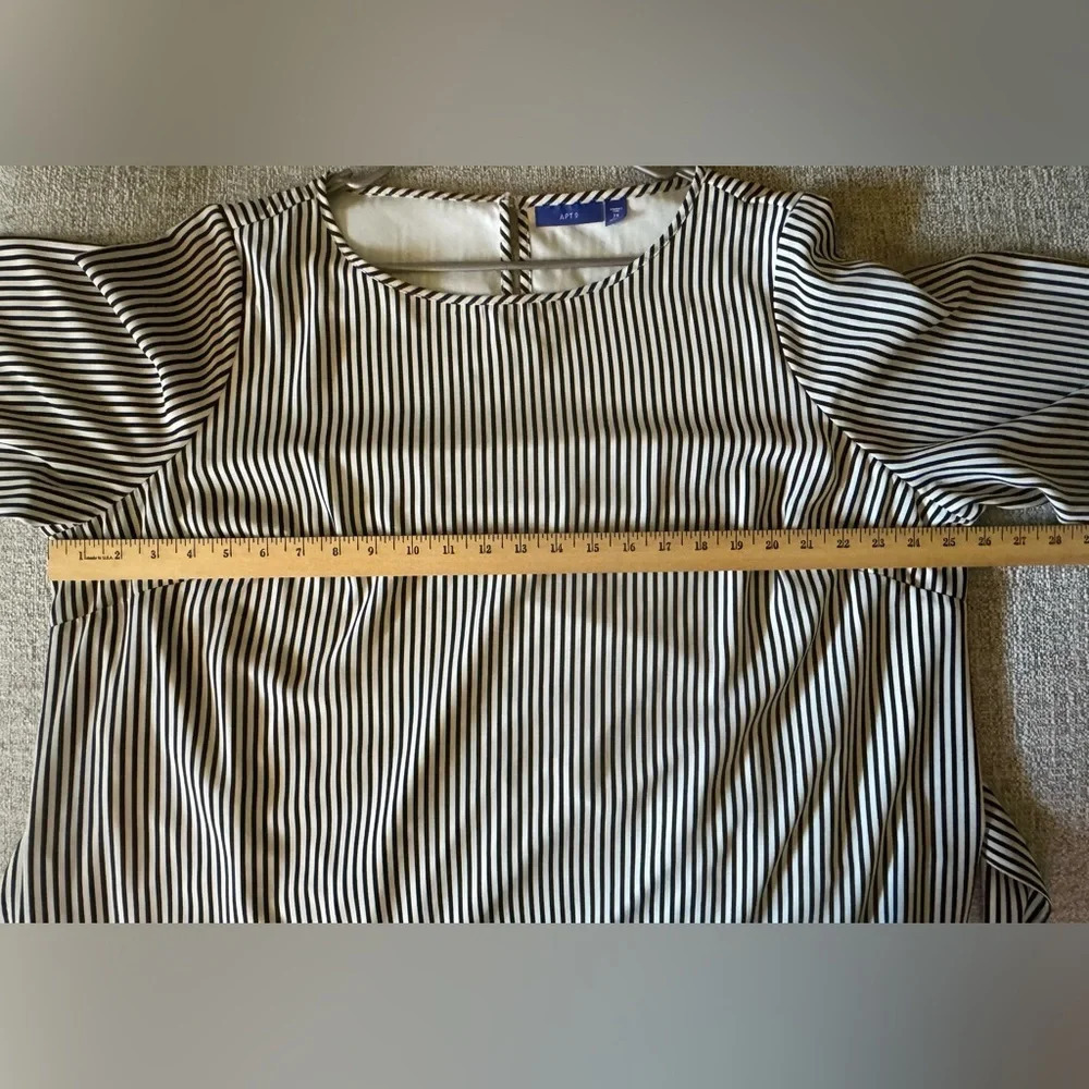 Apt. 9 Women’s Plus Size Shift Dress Black.  White Striped Belted Lined Sz 2XL - Picture 10 of 11